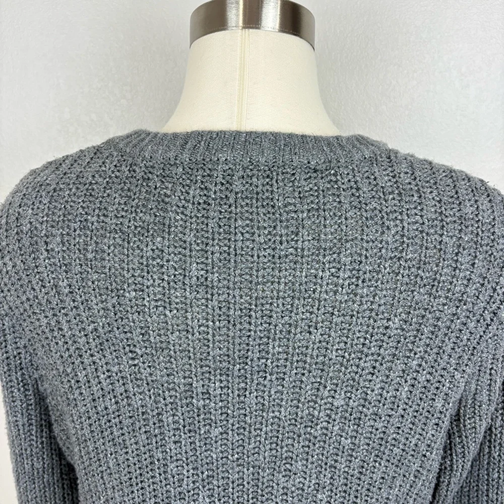 Abercrombie & Fitch Chunky Gray Pullover Sweater‎ Size L Fisherman Grunge Knit